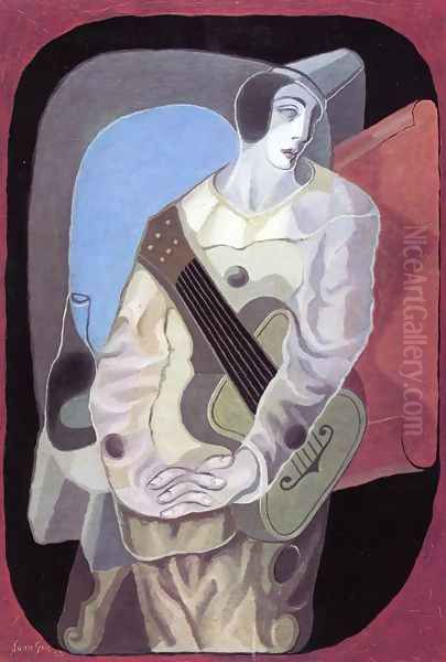 Pierrot with Guitar I Oil Painting by Juan Gris