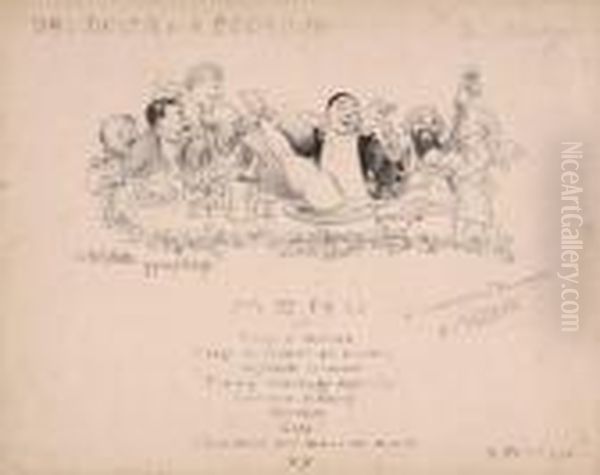 Menu 98eme Diner De L'epreuve Oil Painting by Adolphe Willette