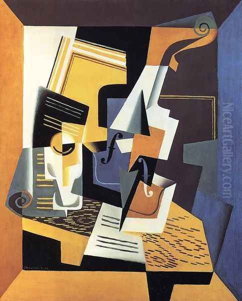 Violin and Glass I Oil Painting by Juan Gris