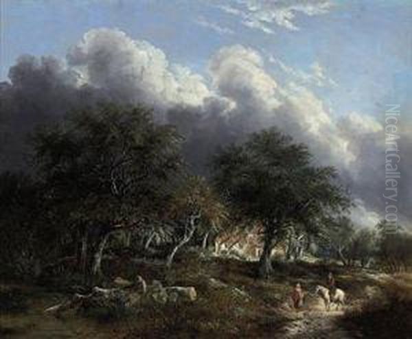 Storm Clearing In The New Forest Oil Painting by Edward Jr Williams