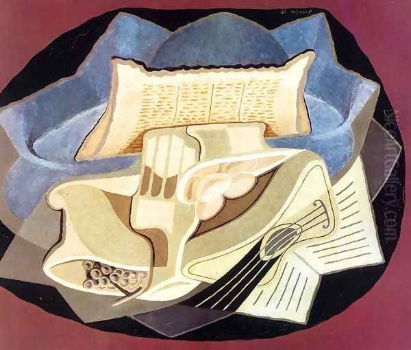 The Blue Cloth Oil Painting by Juan Gris