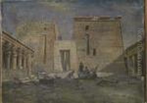 Vue Du Second Pylone Du Temple De Philae Oil Painting by Edward Jr Williams