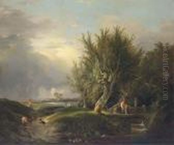 Boys Fishing By A Stream by Edward Jr Williams