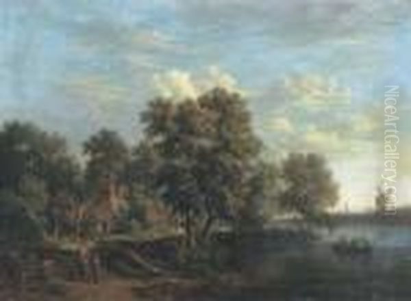 The River Yare, Near Norwich Oil Painting by Edward Jr Williams