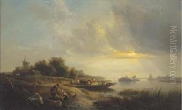 The Ferry Oil Painting by Edward Jr Williams