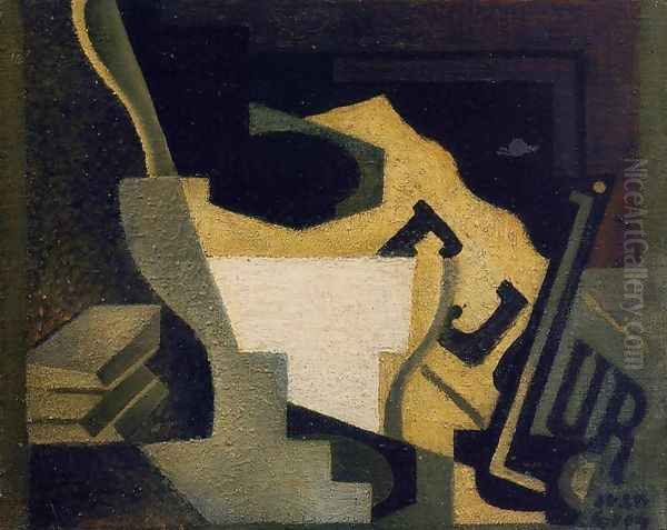 Still Life with Newspaper I Oil Painting by Juan Gris