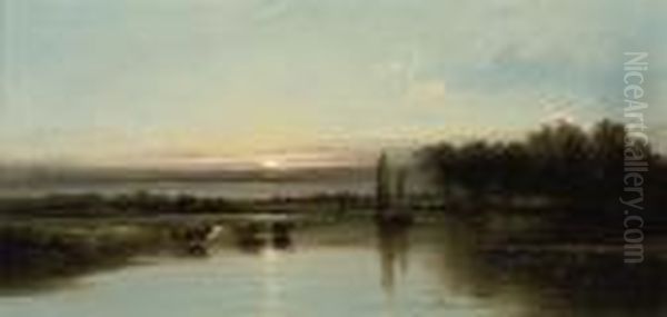 Evening Calm Oil Painting by George Augustus Williams