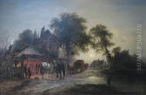 At The Forge Oil Painting by George Augustus Williams