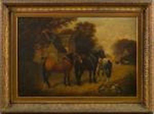 Farm Scene, Horshan, Sussex Oil Painting by George Augustus Williams