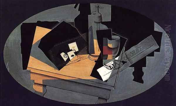 Playing Cards and Siphon Oil Painting by Juan Gris