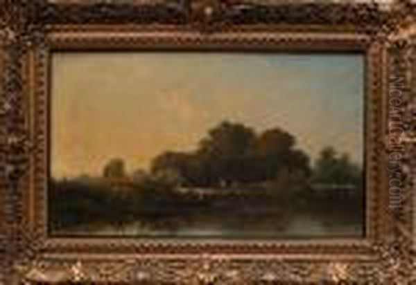 Landscape And River Oil Painting by George Augustus Williams