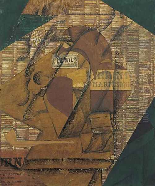 Bottle of Rum and Newspaper Oil Painting by Juan Gris