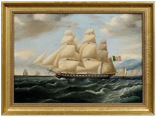 Portrait Of A Mexican Sloop Of War Off The Pacific Coast Oil Painting by William Williams