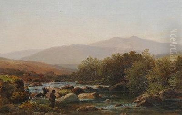 On The Lyd, Dartmoor. Oil Painting by William Williams