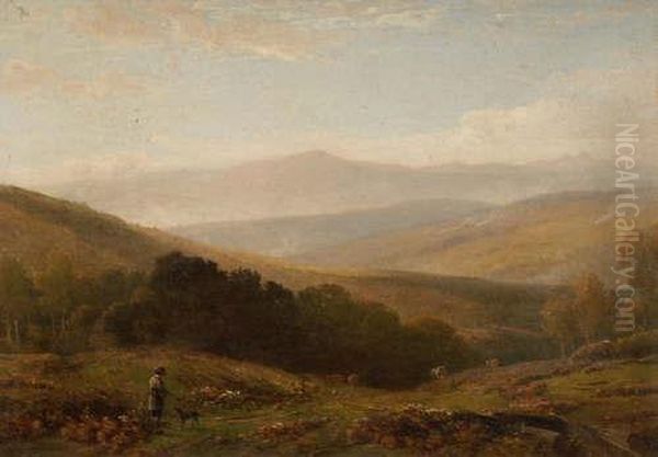 Sportsman In A Moorlandlandscape Oil Painting by William Williams