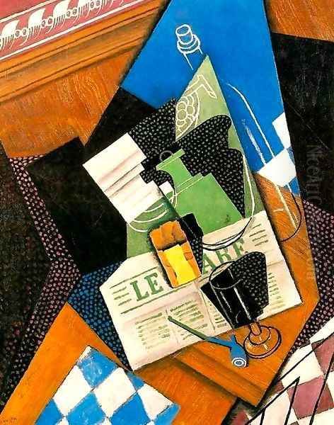 Waterbottle fruitdish 1915 Oil Painting by Juan Gris