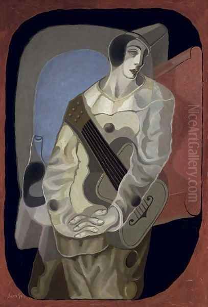 Le Pierrot à la guitare Oil Painting by Juan Gris