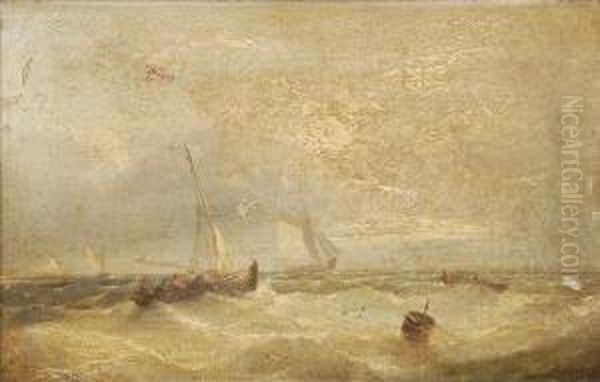 Fishermenoff The English Coast Oil Painting by William Harry Williamson