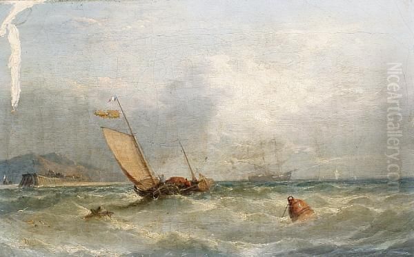 Fishermen Off The English Coast Oil Painting by William Harry Williamson