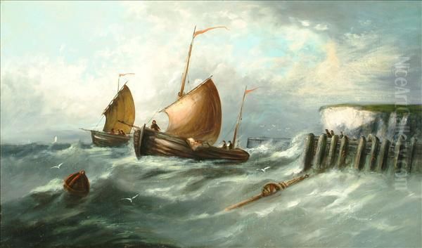 Enteringharbour In A Swell Oil Painting by William Harry Williamson