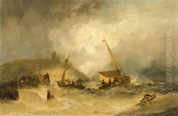 Stormy Day Of The Coast Oil Painting by William Harry Williamson