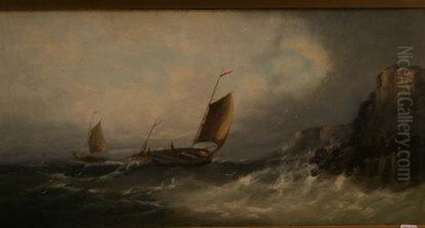 Boats On The Coast Oil Painting by William Harry Williamson