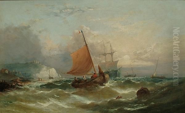 Shipping Off The Coast Oil Painting by William Harry Williamson