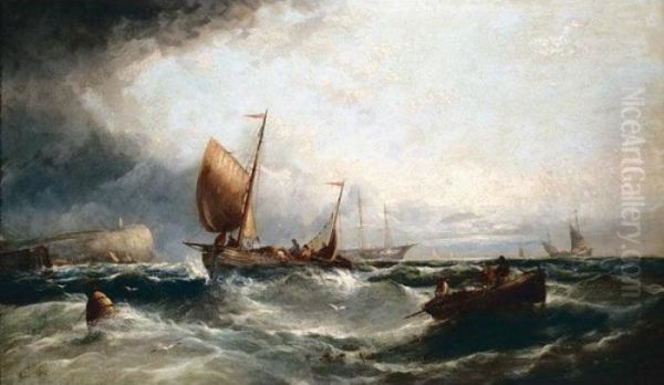 Fishing Vessels Off Dover Oil Painting by William Harry Williamson