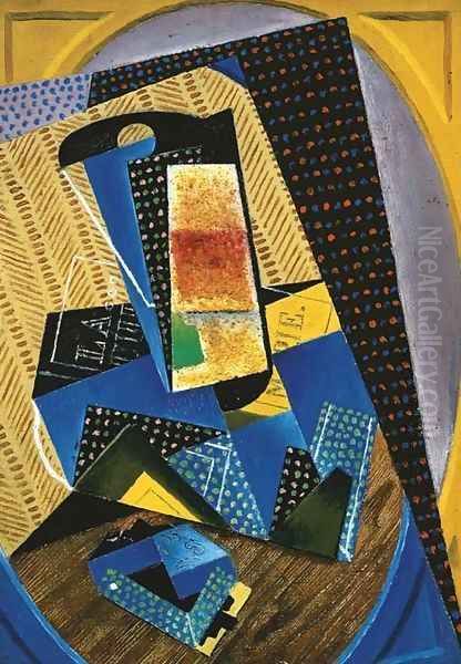 Verre et carte à jouer Oil Painting by Juan Gris