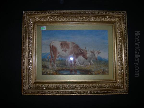 Cattlegrazing Oil Painting by Henry Brittan Willis