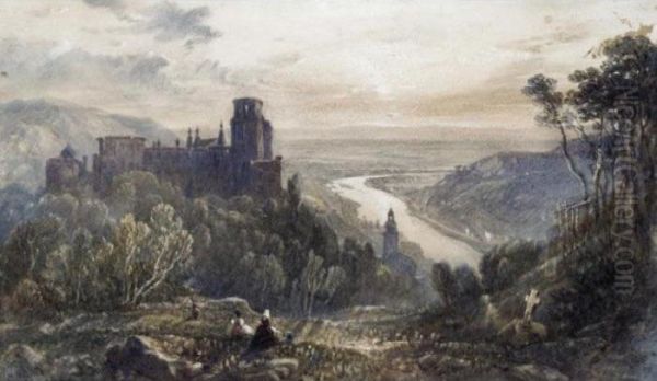 View Of A Castle In Heidelberg Oil Painting by Henry Brittan Willis