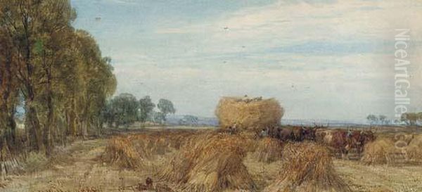 Harvesting In Sussex Oil Painting by Henry Brittan Willis