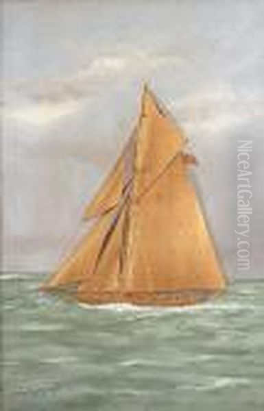 Silkneedlework Of A Sailing Vessel With Silk Riggings And Figures Oil Painting by Thomas Willis