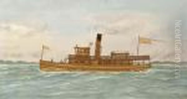 The U.s.m Frank & Helen Mcavoy In Coastal Waters Oil Painting by Thomas Willis