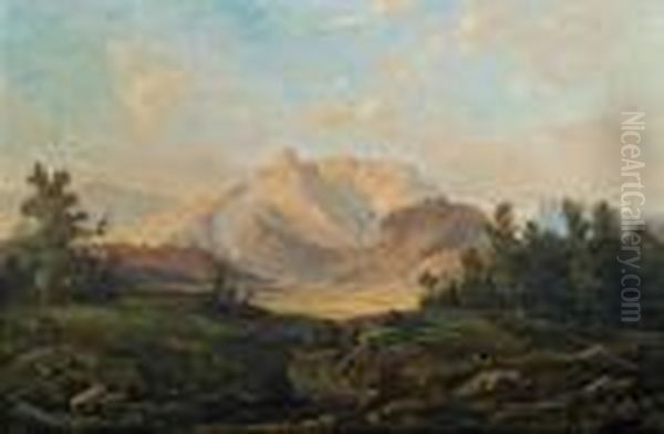 Gebirgslandschaft Oil Painting by Josef Willroider