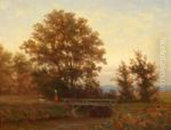 Abendfrieden,ruckseitig Altes Klebeetikett Mit Betitelung Oil Painting by Josef Willroider