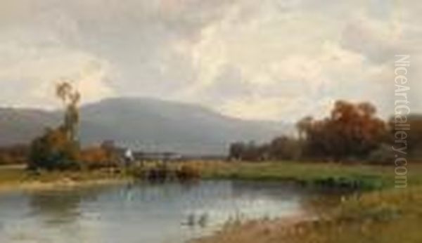 Flusslandschaft Oil Painting by Josef Willroider