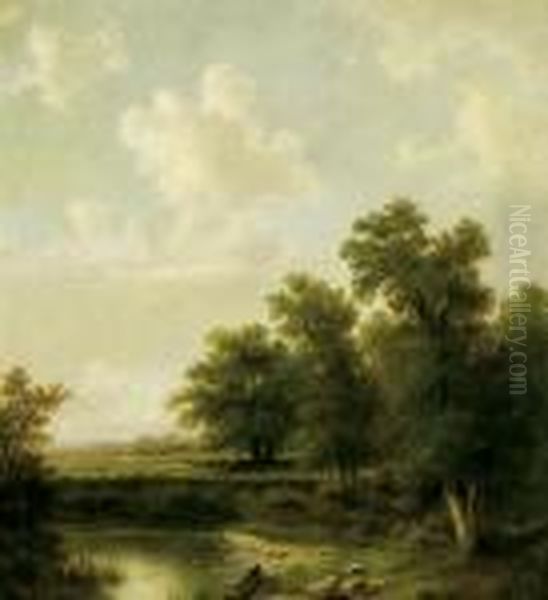 Grose Landschaft Mit Figurlicher Staffage Oil Painting by Josef Willroider