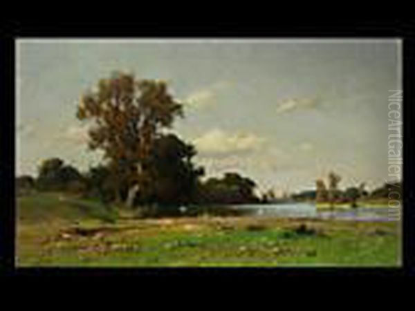 Flusslandschaft Oil Painting by Josef Willroider