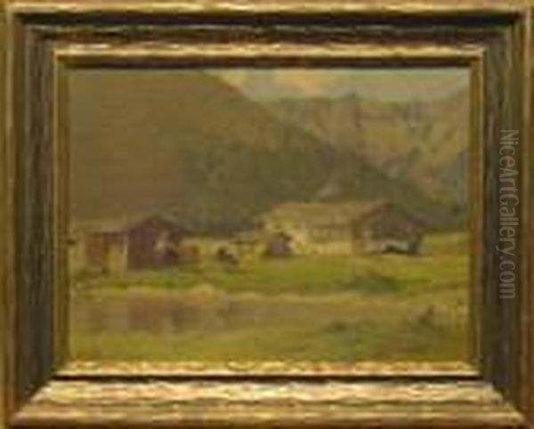 Alpine Mountain House Oil Painting by Josef Willroider