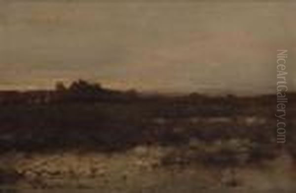 Moorlandschaft In Der Dammerung Oil Painting by Ludwig Willroider