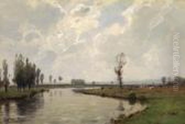 Flusslandschaft Oil Painting by Ludwig Willroider