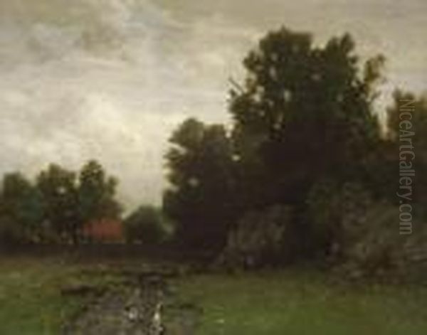 Baumlandschaft Mit Bauernhaus. Oil Painting by Ludwig Willroider