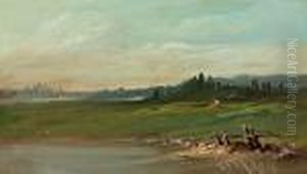 Landschaft Mit Frau Bei Der Feldarbeit Oil Painting by Ludwig Willroider