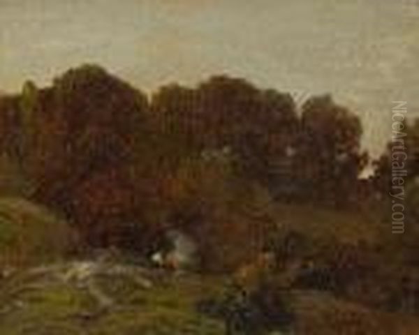 Herbstliche
 Baumlandschaft. Oil Painting by Ludwig Willroider