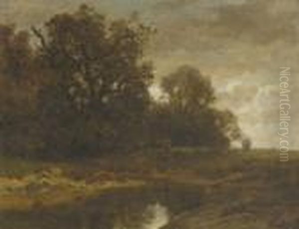 Baumlandschaft Mit
 Bachlauf. Oil Painting by Ludwig Willroider