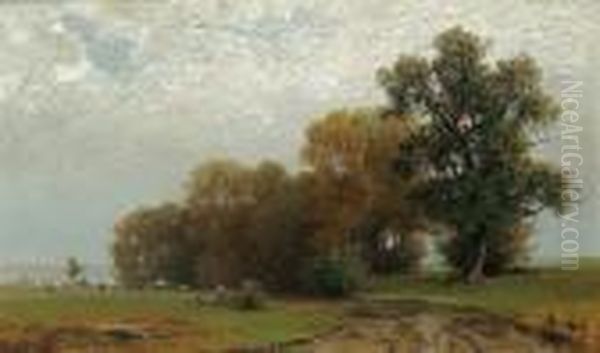 Paesaggio Con Pastorella Oil Painting by Ludwig Willroider