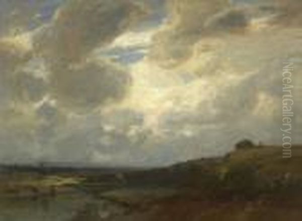 Flusslandschaft Oil Painting by Ludwig Willroider