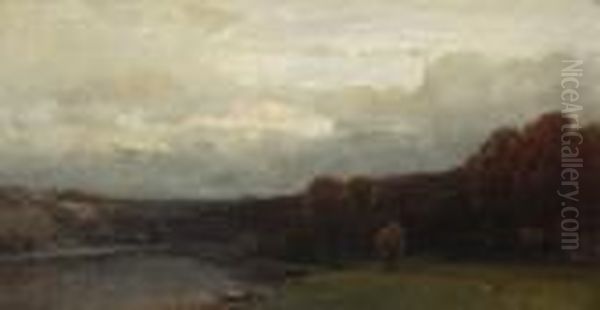 Herbstliche
 Flusslandschaft. Oil Painting by Ludwig Willroider