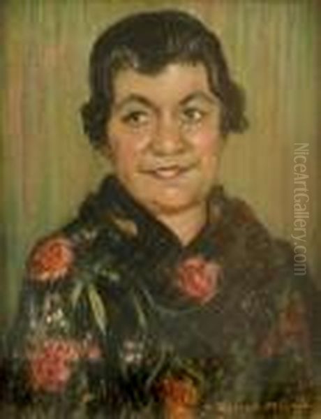 Portrait Of Miss Mable Cramer Oil Painting by Dora Lynnell Wilson